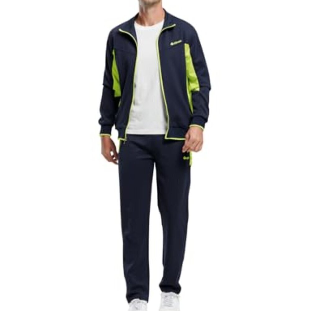 Men's Full Zip Tracksuit Lightweight Athletic Jogging Set Casual Sportswear - Picture 4 of 8